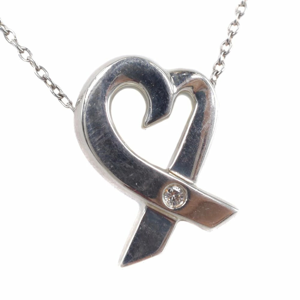 Tiffany Co Loving Heart Necklace Diamonds Paloma Picasso Sterling Silver